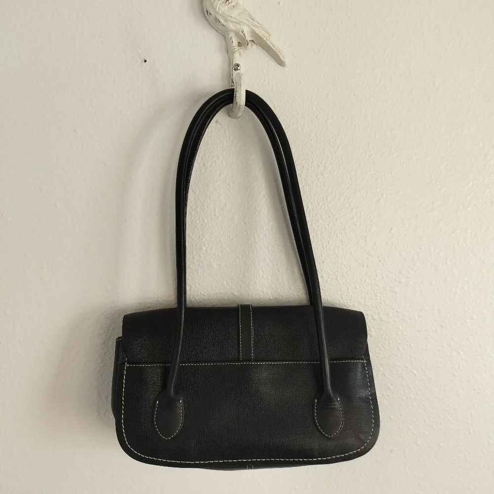 Ann Taylor Leather faux croc buckle bag Black Y2K vintage classic - Picture 3 of 10